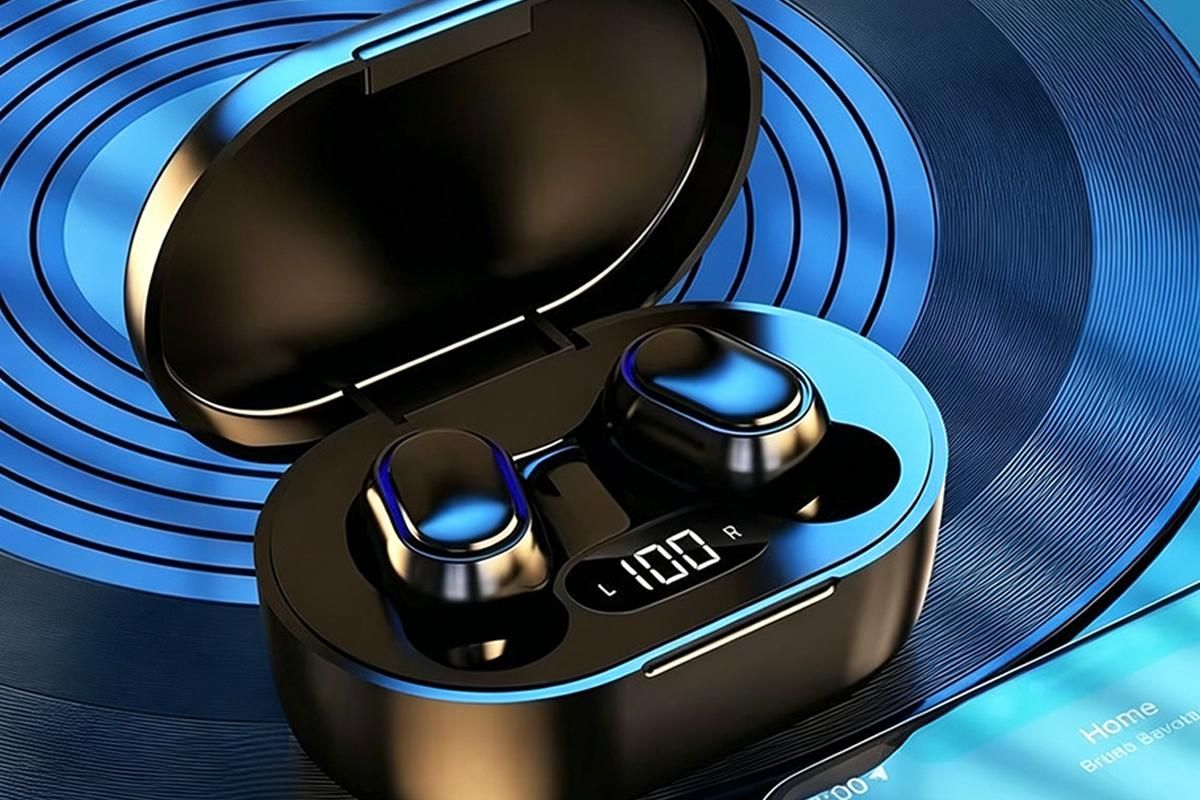 Bluetooth 5.1 Wireless Earbuds with LED Display IPX4 Waterproof Headphones-Black