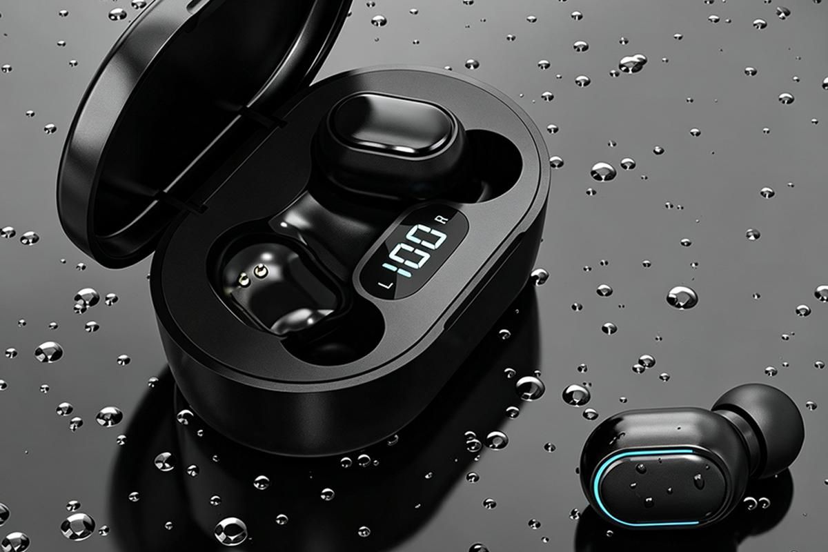 Bluetooth 5.1 Wireless Earbuds with LED Display IPX4 Waterproof Headphones-Black
