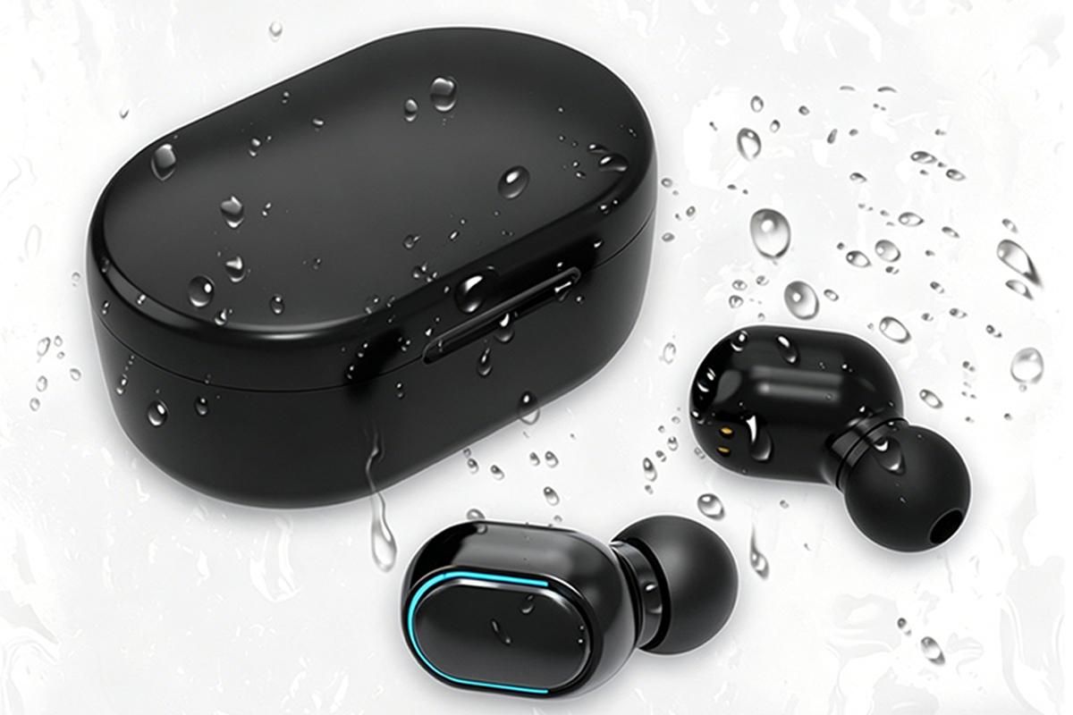Bluetooth 5.1 Wireless Earbuds with LED Display IPX4 Waterproof Headphones-Black