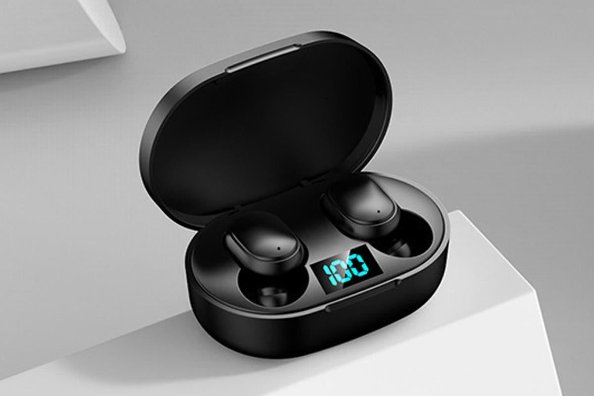 Bluetooth 5.1 Wireless Earbuds with LED Display IPX4 Waterproof Headphones-Black