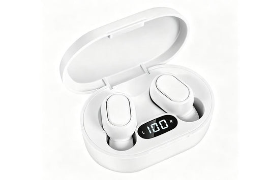 Bluetooth 5.1 Wireless Earbuds with LED Display IPX4 Waterproof Headphones-White