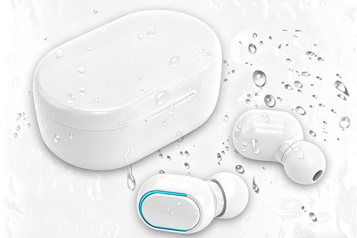 Bluetooth 5.1 Wireless Earbuds with LED Display IPX4 Waterproof Headphones-White