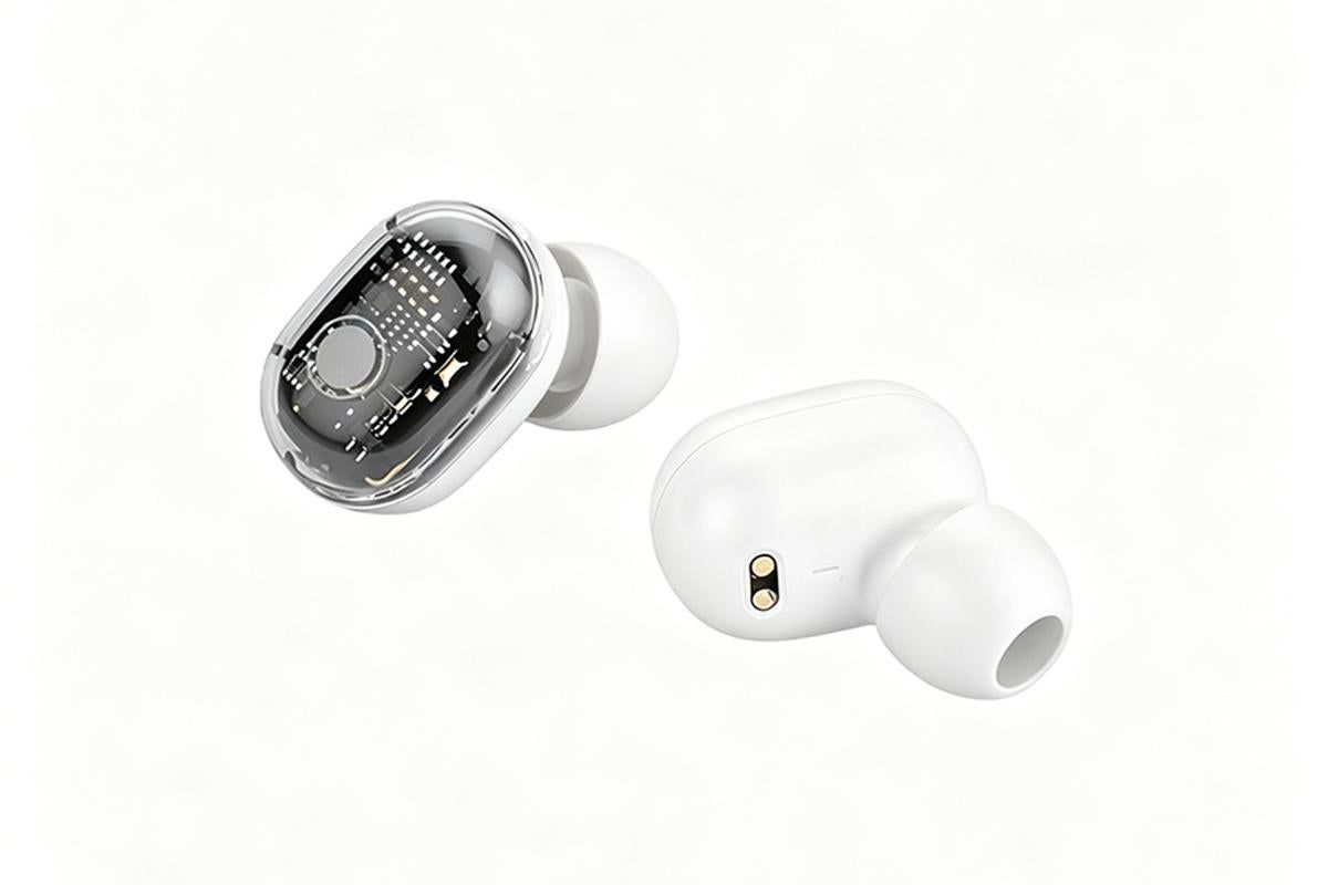Bluetooth 5.1 Wireless Earbuds with LED Display IPX4 Waterproof Headphones-White