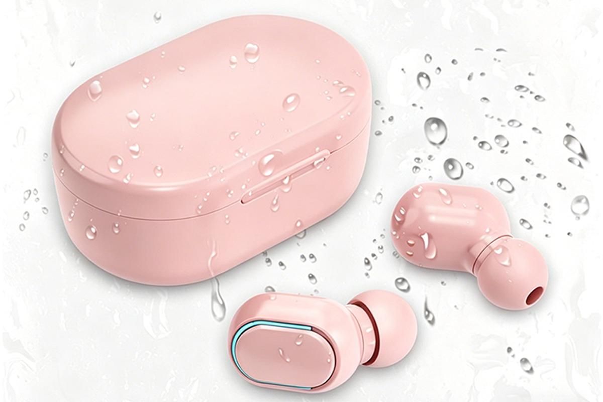 Bluetooth 5.1 Wireless Earbuds with LED Display IPX4 Waterproof Headphones-Pink
