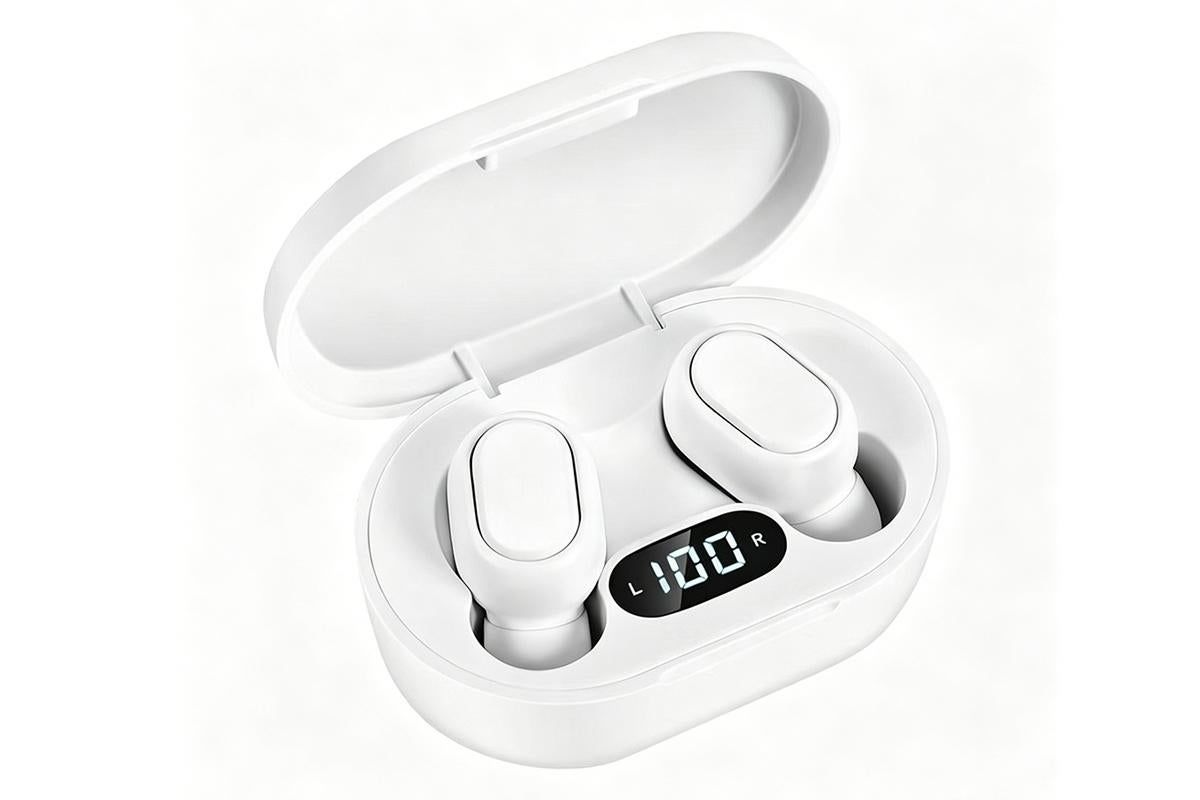 Bluetooth 5.1 Wireless Earbuds with LED Display IPX4 Waterproof Headphones-Pink