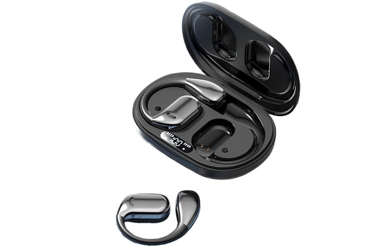 Bluetooth 5.4 Headphones TWS HiFi Stereo Earbuds Over Ear Ear Buds IP6 Waterproof Wireless Earphones LED Display Headset for Gym-Black