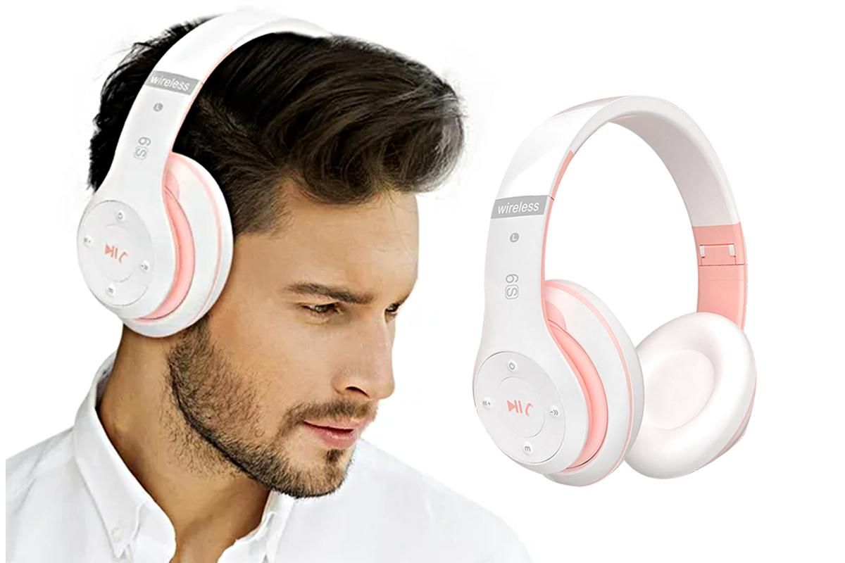 Bluetooth Headphones Over Ear HiFi Stereo Sound Wireless Headphones for Travel Work Cellphone-Pink
