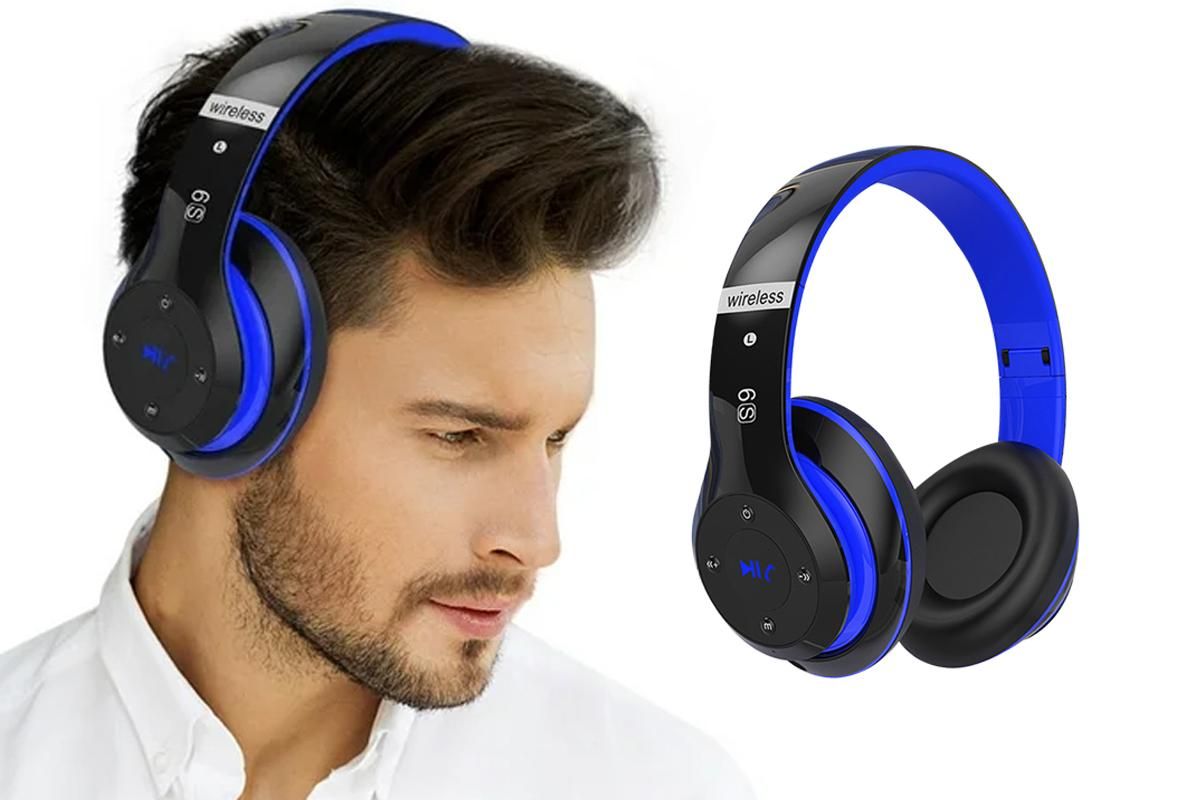 Bluetooth Headphones Over Ear HiFi Stereo Sound Wireless Headphones for Travel Work Cellphone-Blue