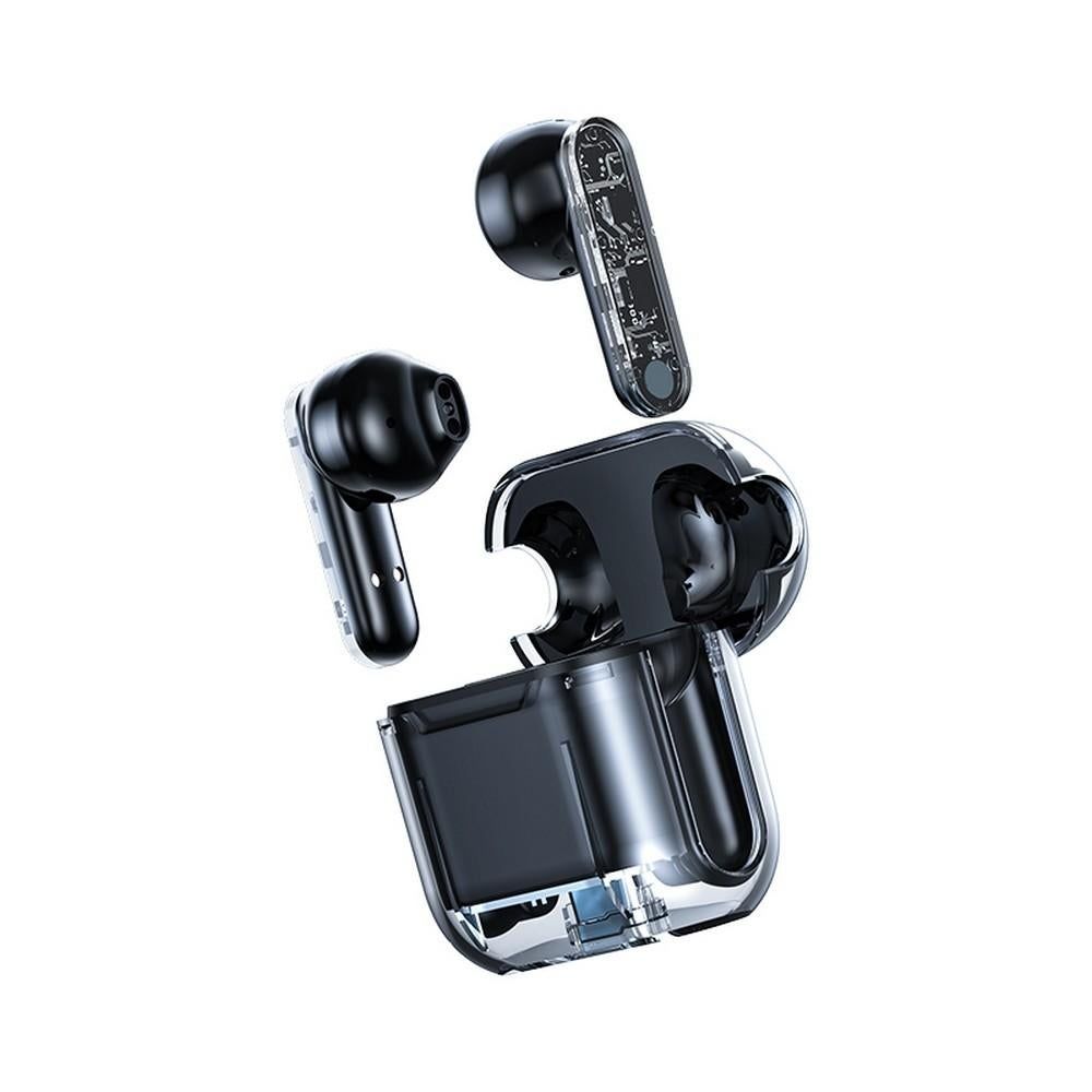 TWS Wireless Earphones 5.3 Bluetooth Headset with Mic HD Sound Auriculares Transparent Cute Half in Ear Headphones -Green