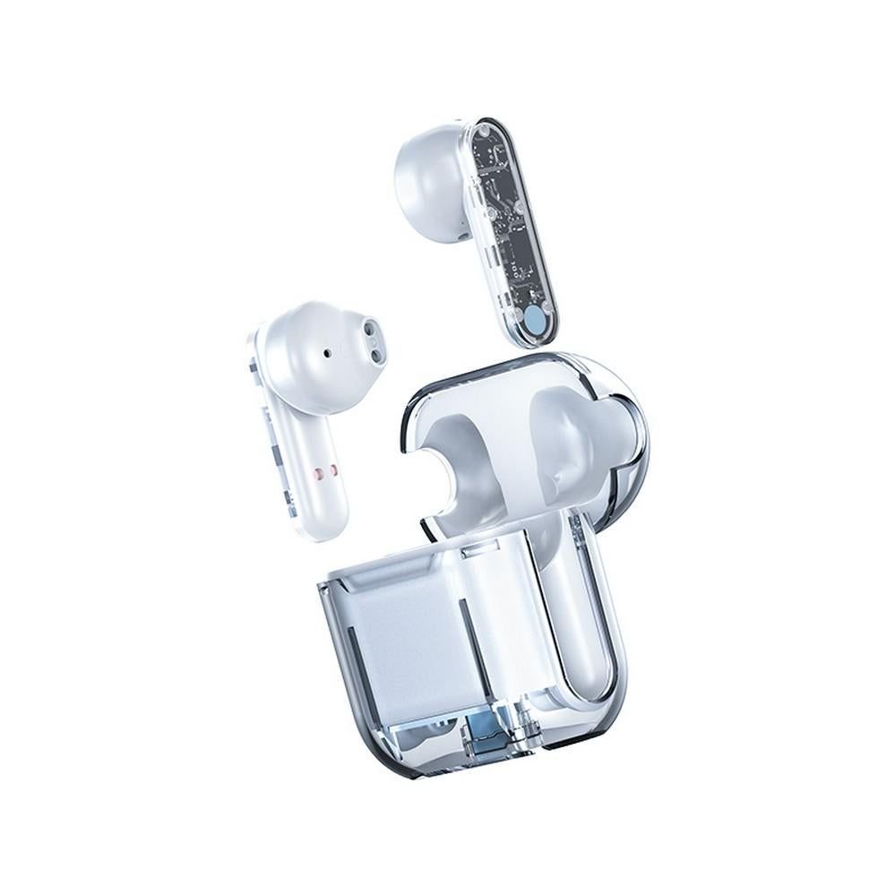 TWS Wireless Earphones 5.3 Bluetooth Headset with Mic HD Sound Auriculares Transparent Cute Half in Ear Headphones -Green