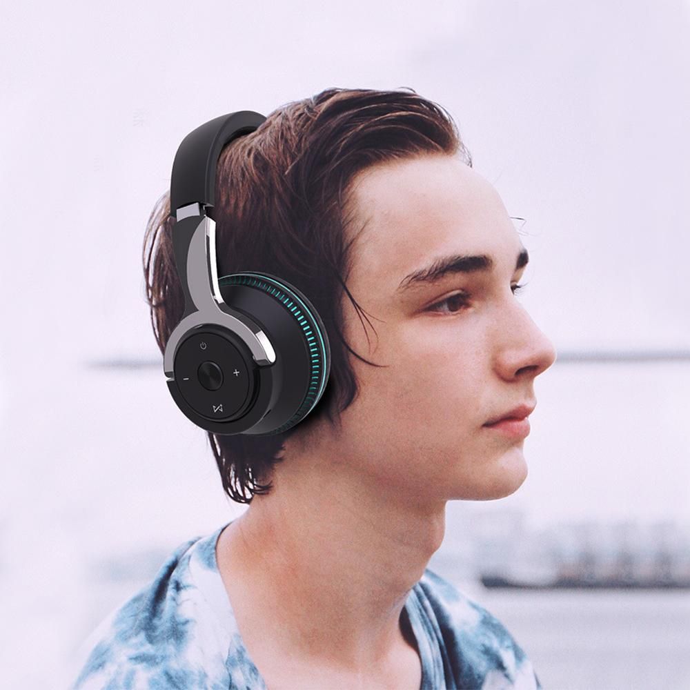 Wireless Bluetooth Headphones Over Ear Foldable Stereo Noise Cancelling Earphone for Travel Home Office -Black