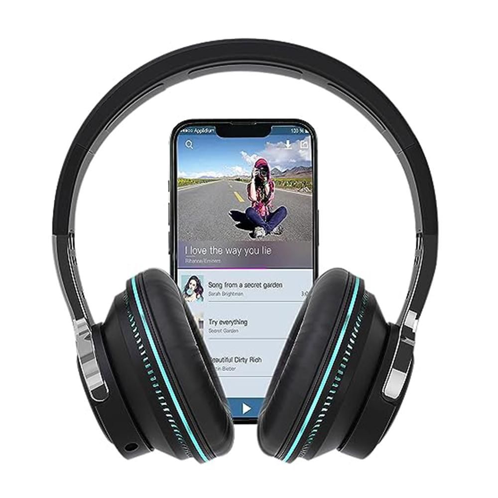 Wireless Bluetooth Headphones Over Ear Foldable Stereo Noise Cancelling Earphone for Travel Home Office -Black