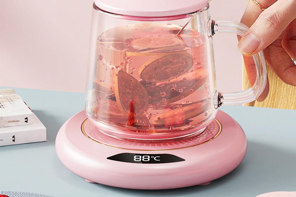 Electric Coffee Mug Warmer USB Cup With 3 Temp Settings-Pink