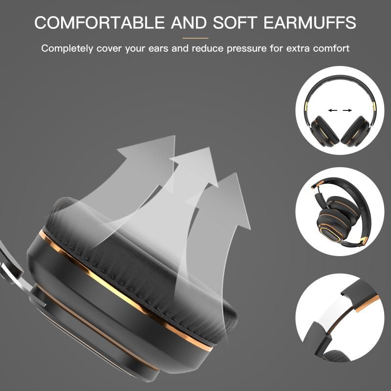 H7 Foldable Bluetooth Stereo Headphones Subwoofer Support TF Card Type-C Charging Wireless Earphones - Light Gray