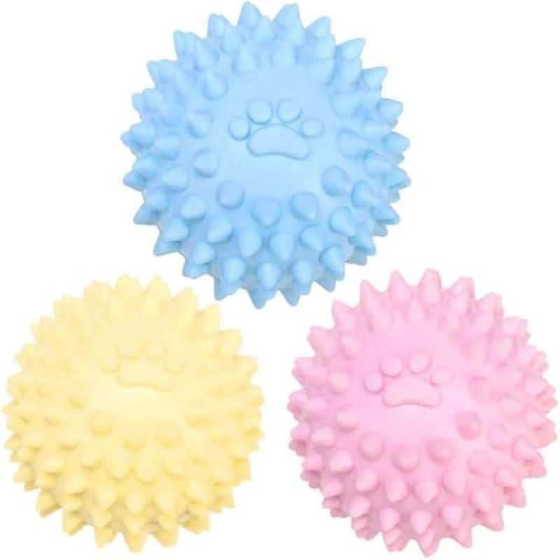 3Pcs Colorful TPR Spiky Dog Chew Balls Non Squeaky Tough Teething Toy For Aggressive Chewers Puppies