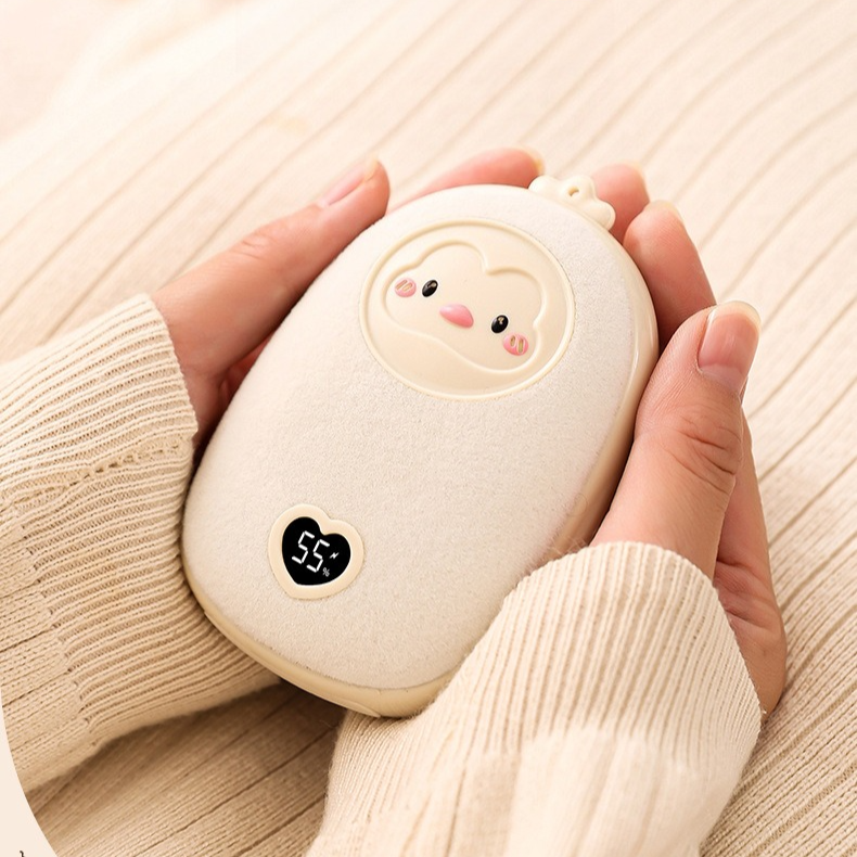Cute Cartoon Hand Warmer 2-in-1 Portable USB Charging Power Bank, 3 Temperature Settings Pocket Heater—Pink