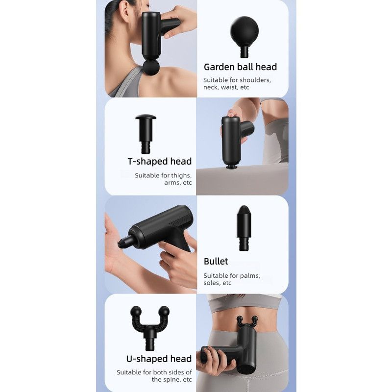 Mini Portable Fascia Gun, 6-Speed Deep Tissue Muscle Massager, Electric Massage Gun for Sports and Home Use—White