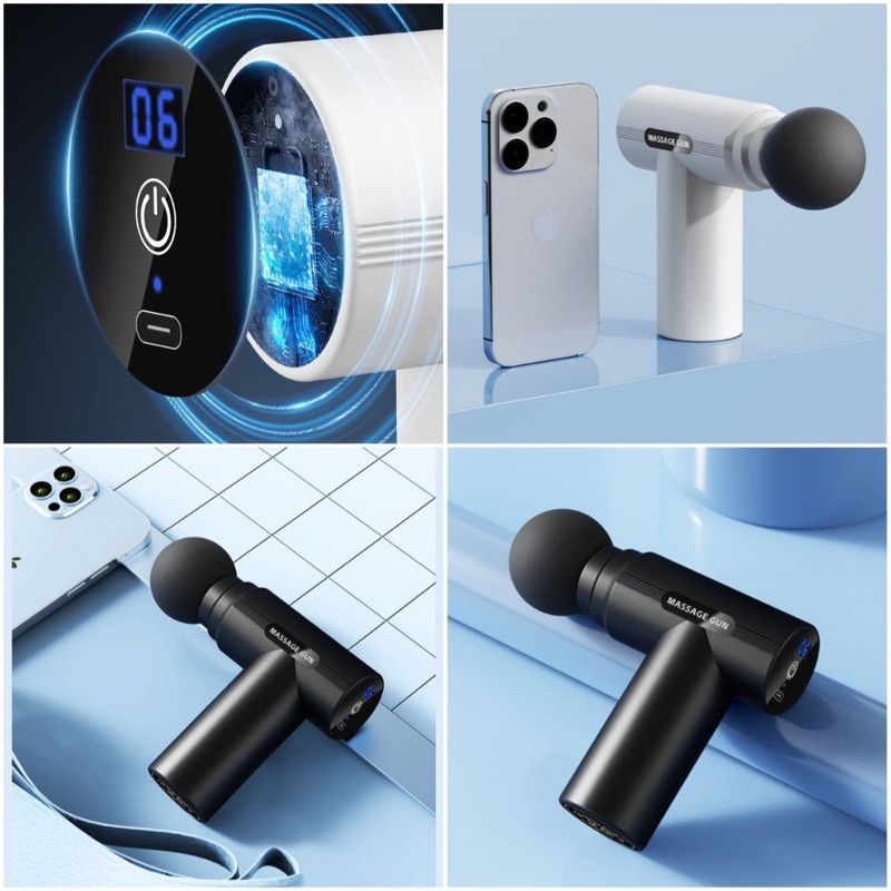 LED Digital Display 6-Speed Mini Fascia Gun, Rechargeable Portable Electric Muscle Massager for Fitness and Neck Relief—White