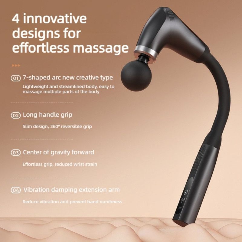 U-Shaped Extended Handle Fascia Gun, 9-Speed Variable Electric Deep Tissue Massager for Back, and Body Relief—Silver