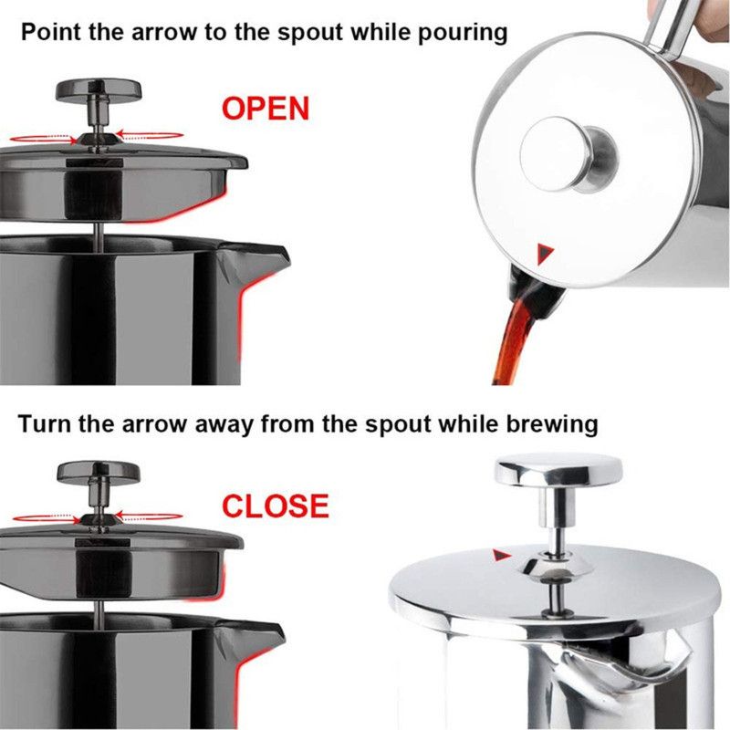 304 Stainless Steel French Press Coffee Maker, Household Hand-Brew Coffee Pot, Includes One Filter—350ML