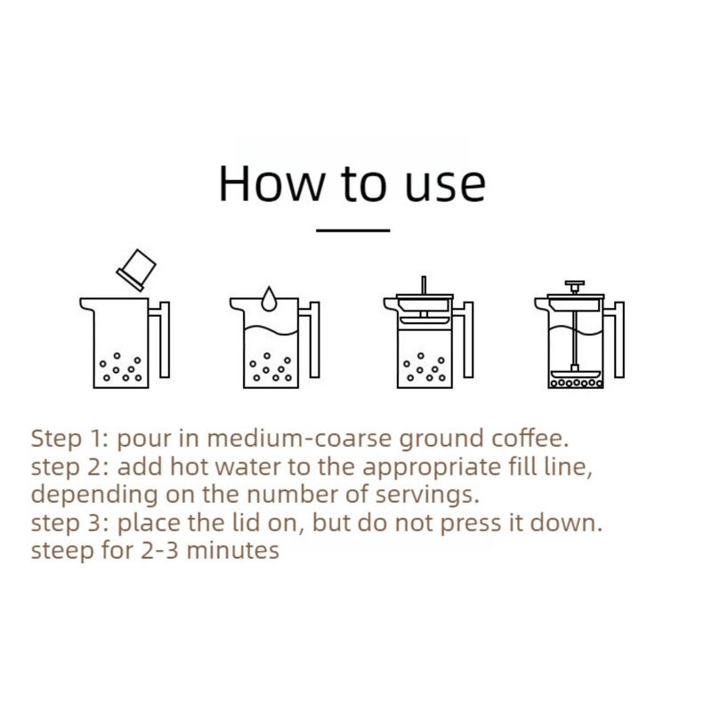304 Stainless Steel French Press Coffee Maker, Household Hand-Brew Coffee Pot, Includes One Filter—800ML