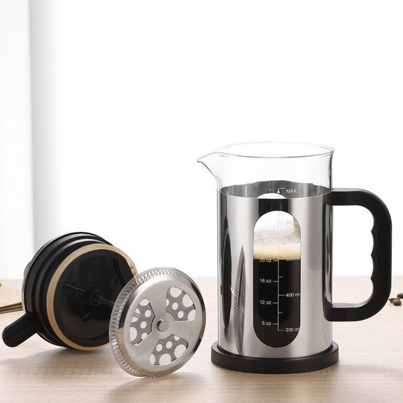1000ml Press Sealed Lid French Press, Borosilicate Glass Coffee Maker, Manual Tea Brewer