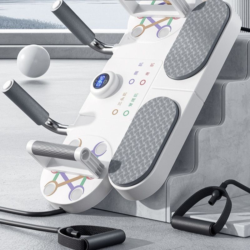 3-in-1 Multifunctional Push-up Training Board, Smart Timer & Counter Push (includes pull rope), Home Fitness Board—White