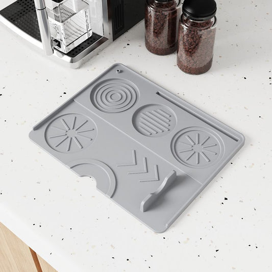Multi Function Silicone Coffee Tamping Mat Non Slip Espresso Tamper Pad Coffee Machine Accessories-Gray