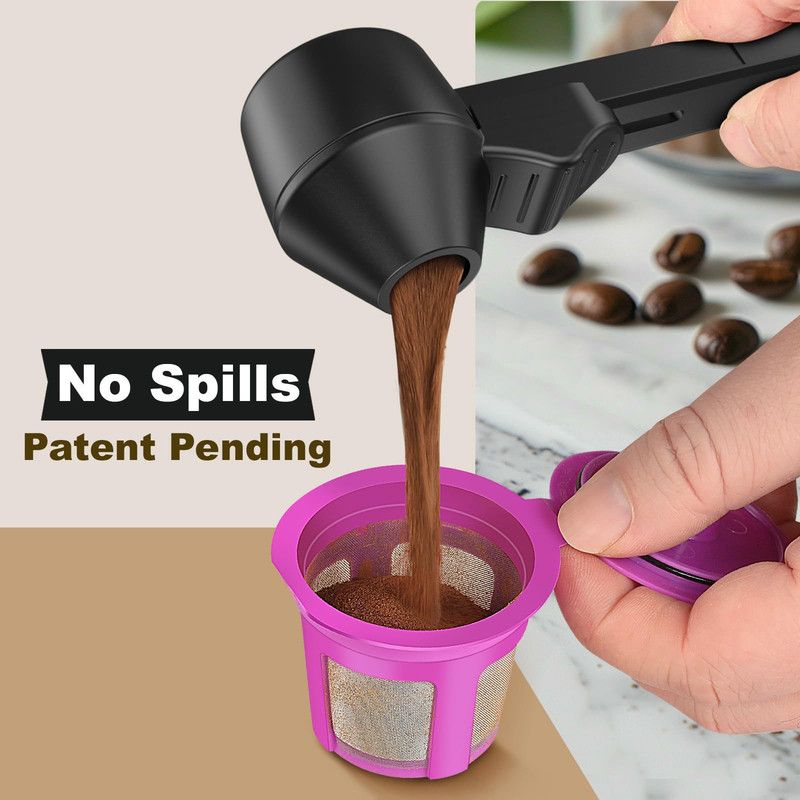 Coffee Measuring Spoon with Powder Transfer Funnel Espresso Ground Coffee Dosing Scoop