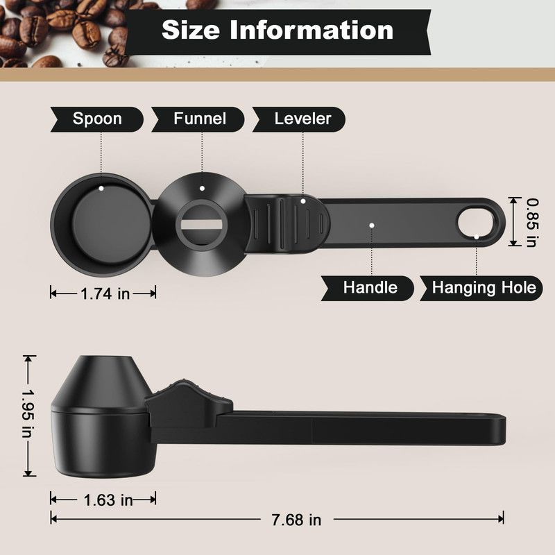 Coffee Measuring Spoon with Powder Transfer Funnel Espresso Ground Coffee Dosing Scoop