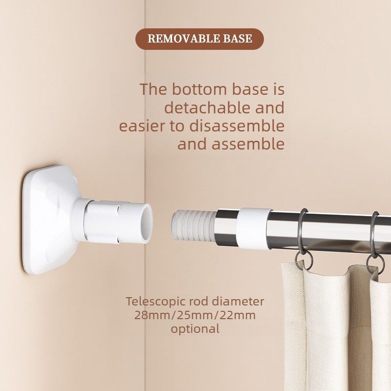 No Drill Tension Shower Curtain Rod 22mm Diameter Extendable Clothes Rail 70-120cm