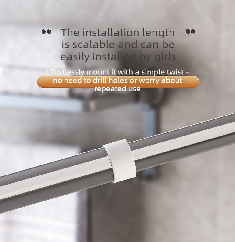 Heavy Duty Tension Curtain Rod 25mm Thick Extendable Shower Rail 110-200cm No Drill