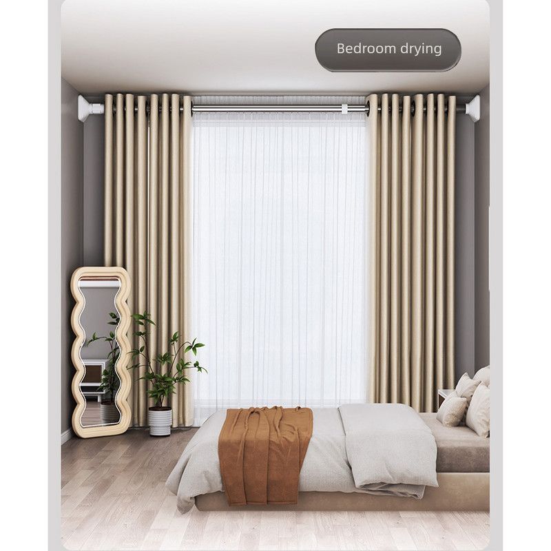 Extra Thick Tension Shower Curtain Rod 28mm Heavy Duty Extendable Rail 130-240cm Drill Free