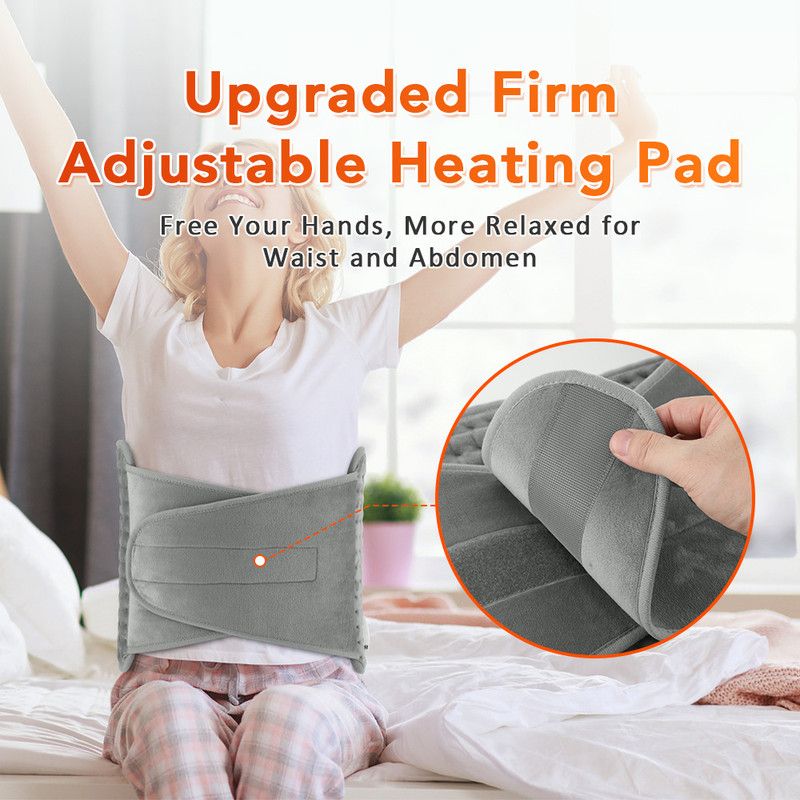 Electric Heating Waist Belt with Hand Warmer Pocket, 10 Heat Levels & 4 Timer Auto Off, Soft Plush Thermal Heating Pad for Back Abdomen Shoulder-Pink