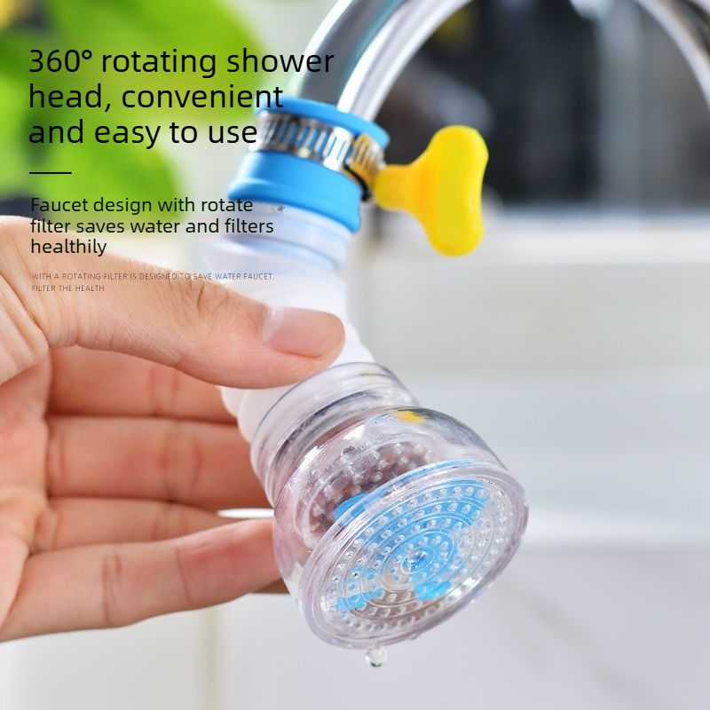 360 Rotating Tap Water Filter Nozzle, Multilayer Water Purifier Tap Adapter, Water Saving Shower Head Filter for Kitchen Sink-Green