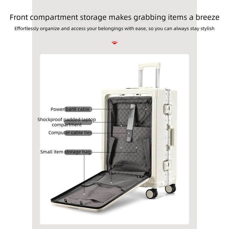20 Inch Front Opening Carry On Luggage, Aluminium Frame Hard Shell Suitcase with Spinner Wheels, TSA Lock Cabin Travel Case-Green