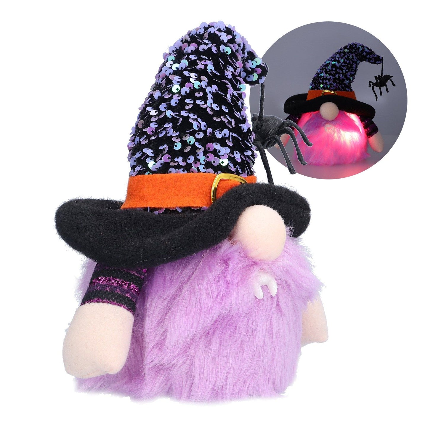 Halloween Decorations Illuminated Dwarf Ornaments Halloween Glowing Faceless Doll for Christmas Thanksgiving DecorPurple