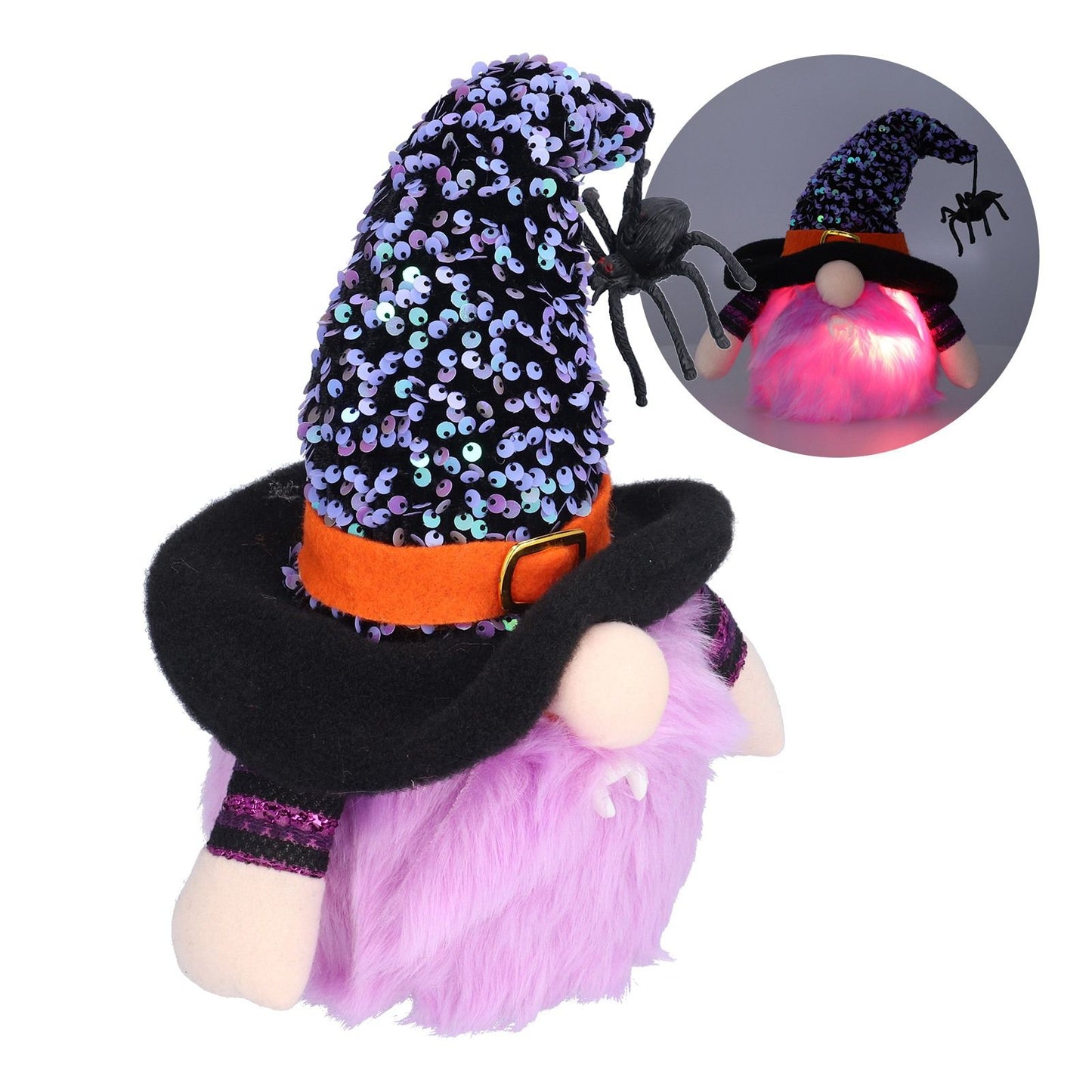 Halloween Decorations Illuminated Dwarf Ornaments Halloween Glowing Faceless Doll for Christmas Thanksgiving DecorPurple