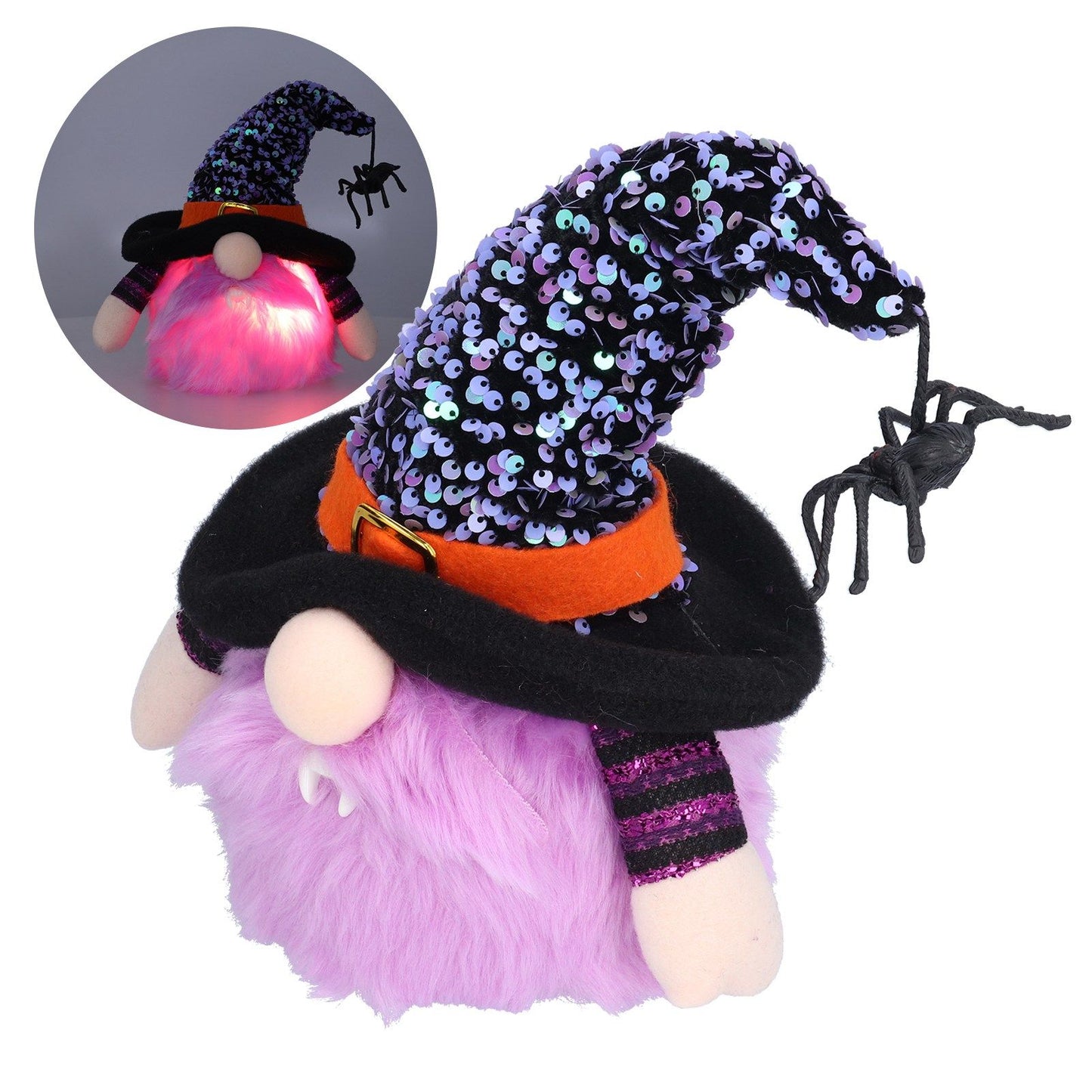 Halloween Decorations Illuminated Dwarf Ornaments Halloween Glowing Faceless Doll for Christmas Thanksgiving DecorPurple
