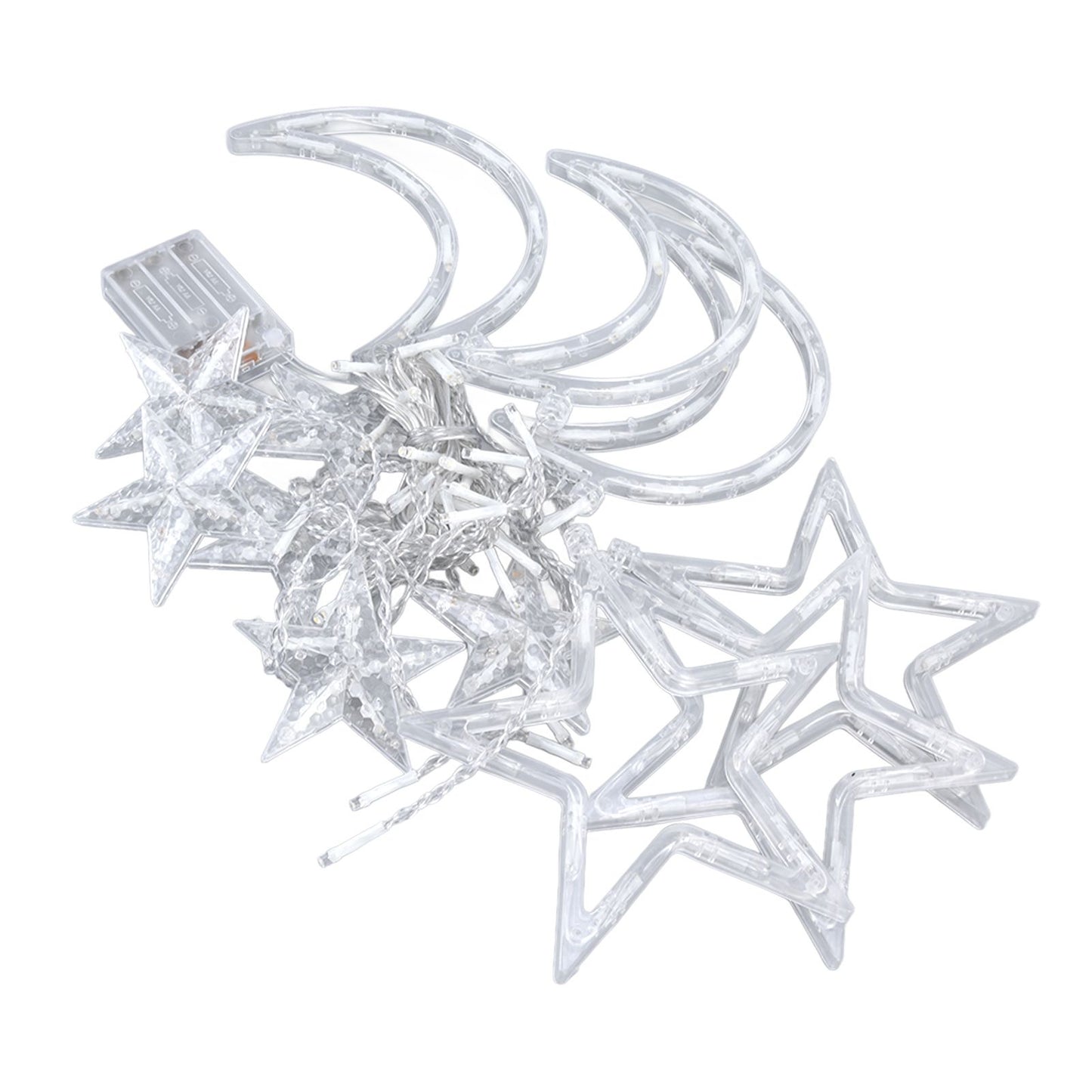Star Moon Curtain String Lights Romantic Ambience Battery Powered 126 LED Ramadan Curtain Lights for Weddings Birthdays