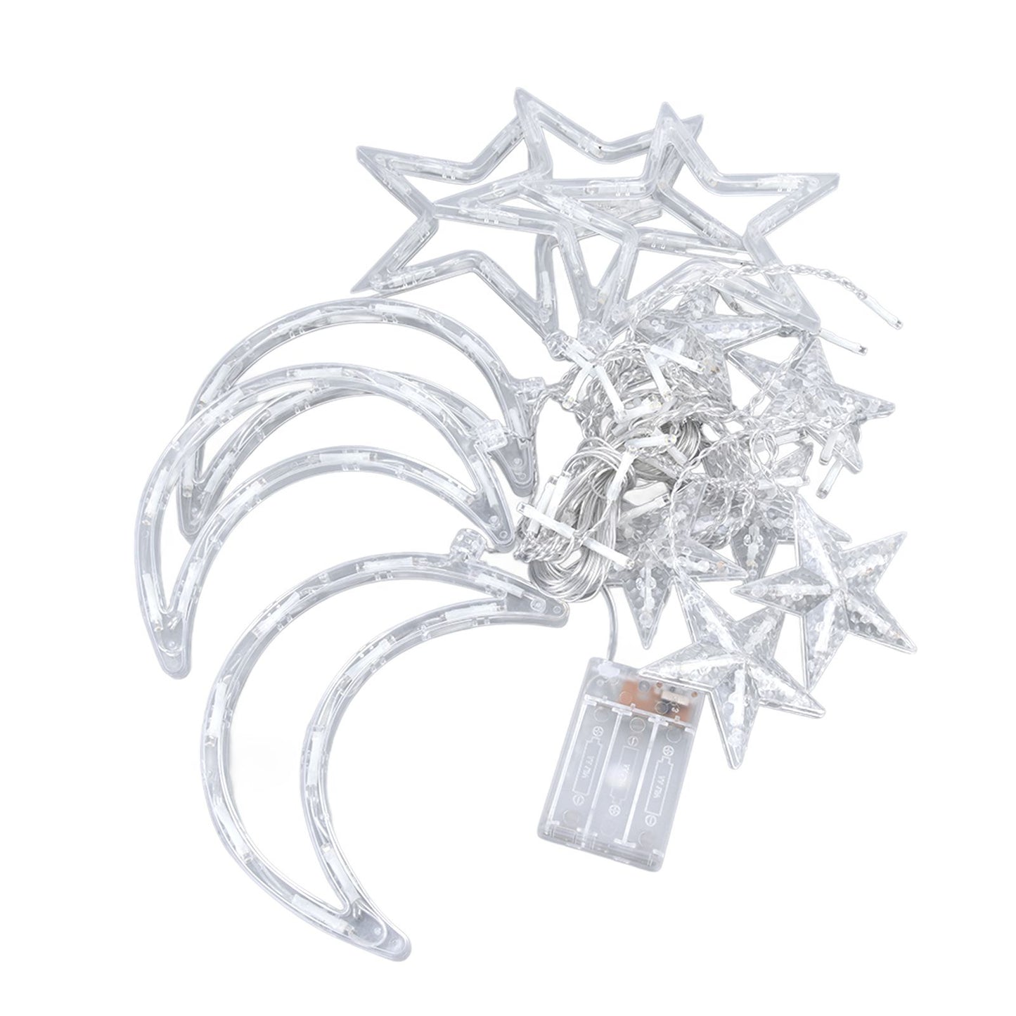 Star Moon Curtain String Lights Romantic Ambience Battery Powered 126 LED Ramadan Curtain Lights for Weddings Birthdays