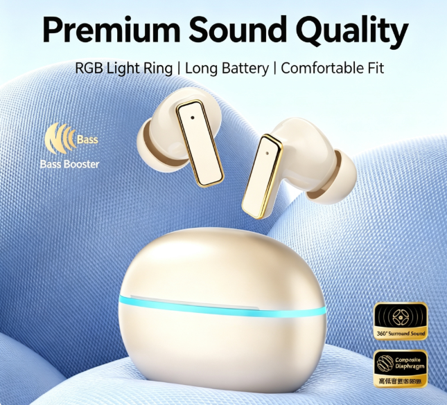 Y9 Wireless Bluetooth 6.0 Heavy Bass Earphones，black