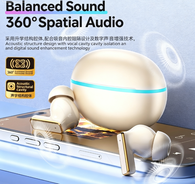 Y9 Wireless Bluetooth 6.0 Heavy Bass Earphones，Cream