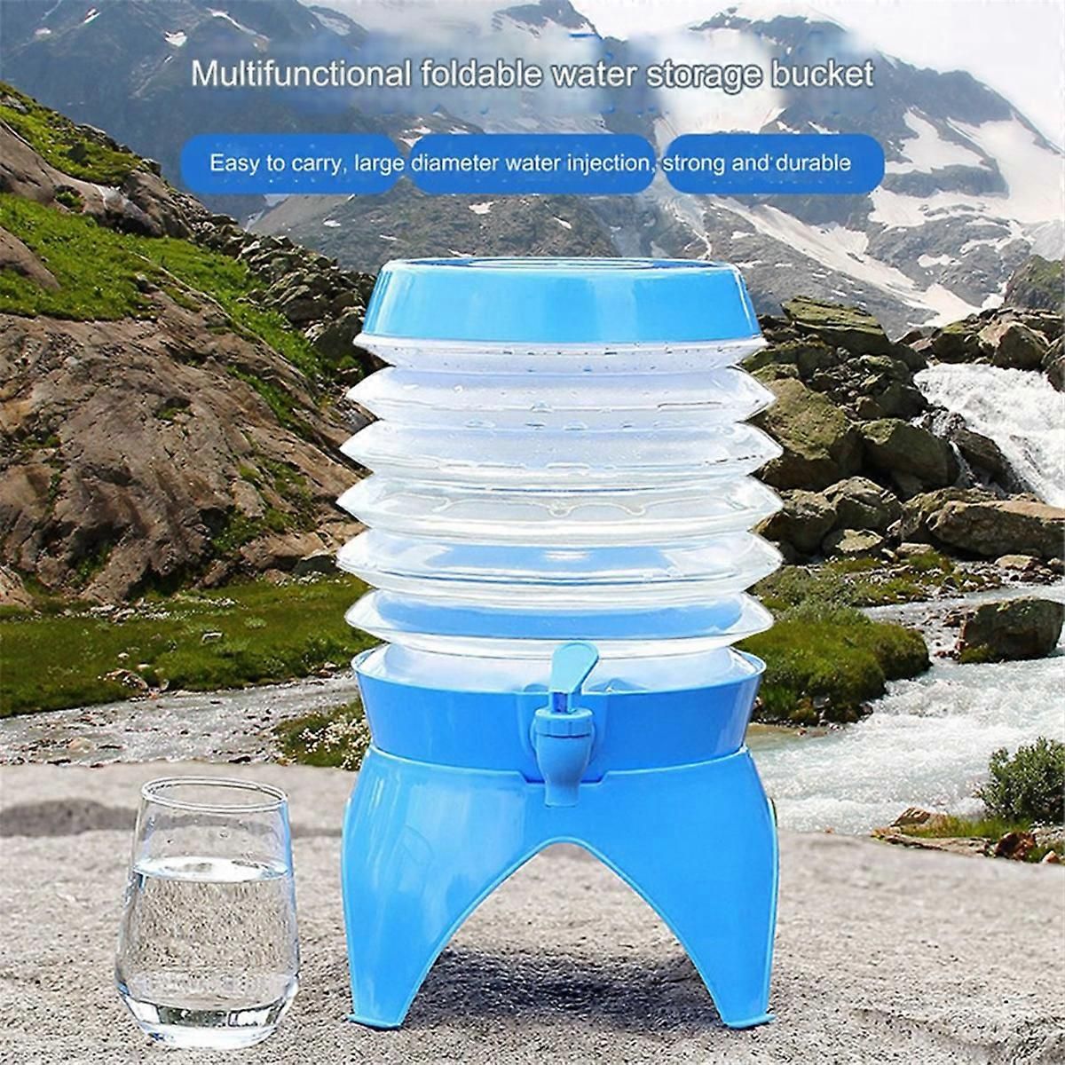 Outdoor Foldable Water Container Camping Folding Water Bucket 5.5L