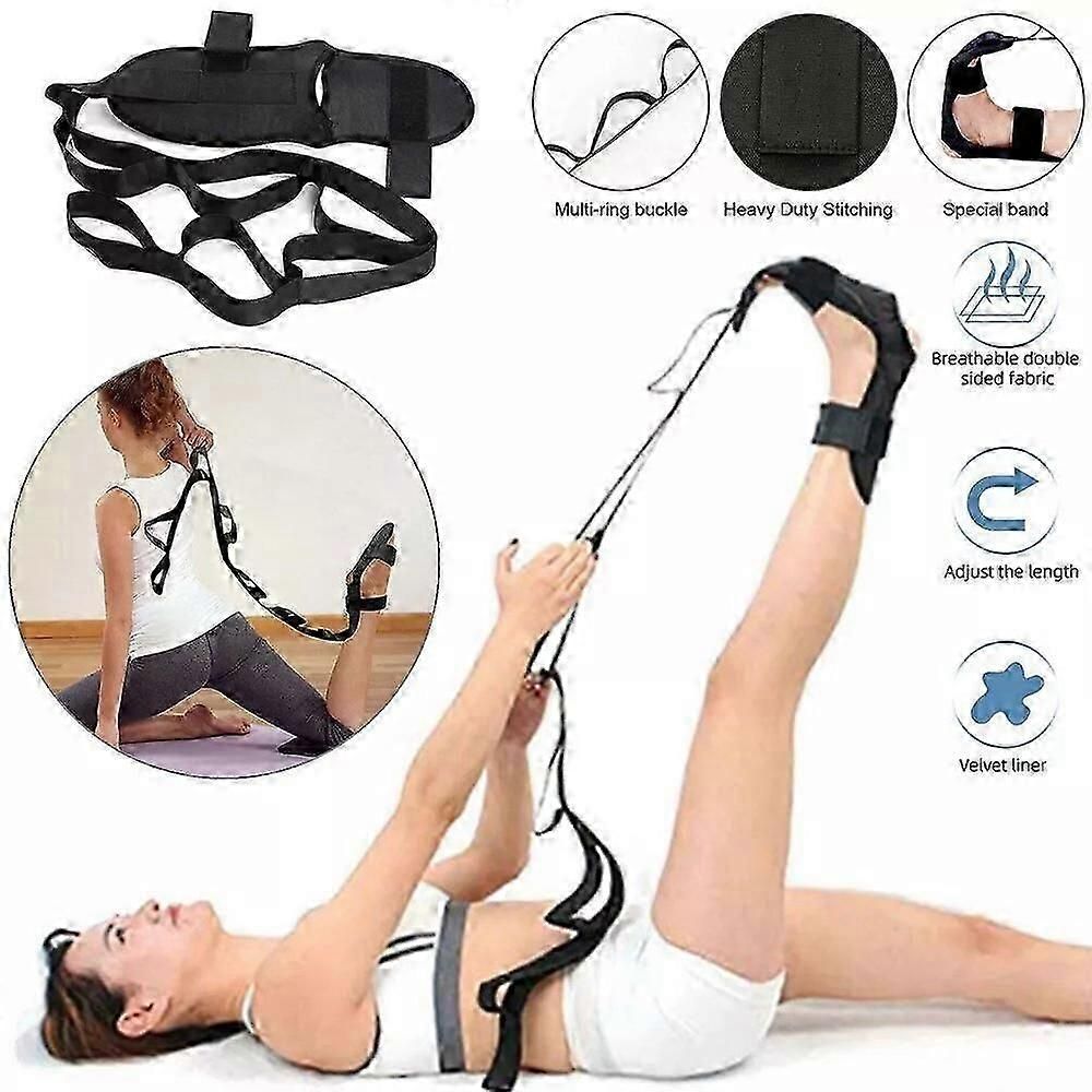 Yoga Stretching Strap for Physical Therapy, Non-Stretch Exercise Strap with Foot Loop for Pilates, Dance & Flexibility Training