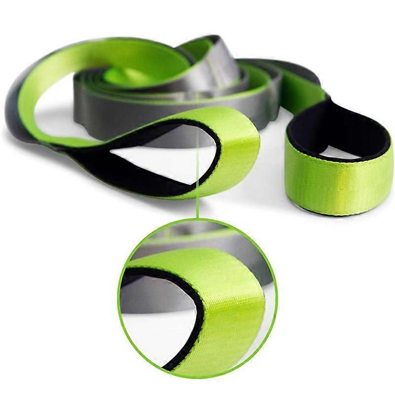 Yoga Straps Stretching Strap with 12 Loops Workout Poster Long Stretch Out Bands compatible with Stretching Physical Therapy Equipment - Green