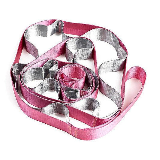 Yoga Straps Stretching Strap with 12 Loops Workout Poster Long Stretch Out Bands compatible with Stretching Physical Therapy Equipment - Rose Red