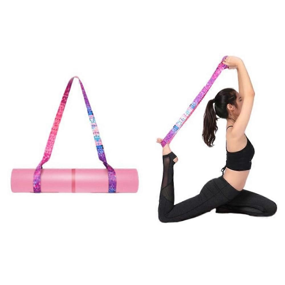 2-in-1 Yoga Mat Carry Strap & Stretch Strap with Adjustable Buckles for Yoga, Pilates & Fitness - Dark Blue