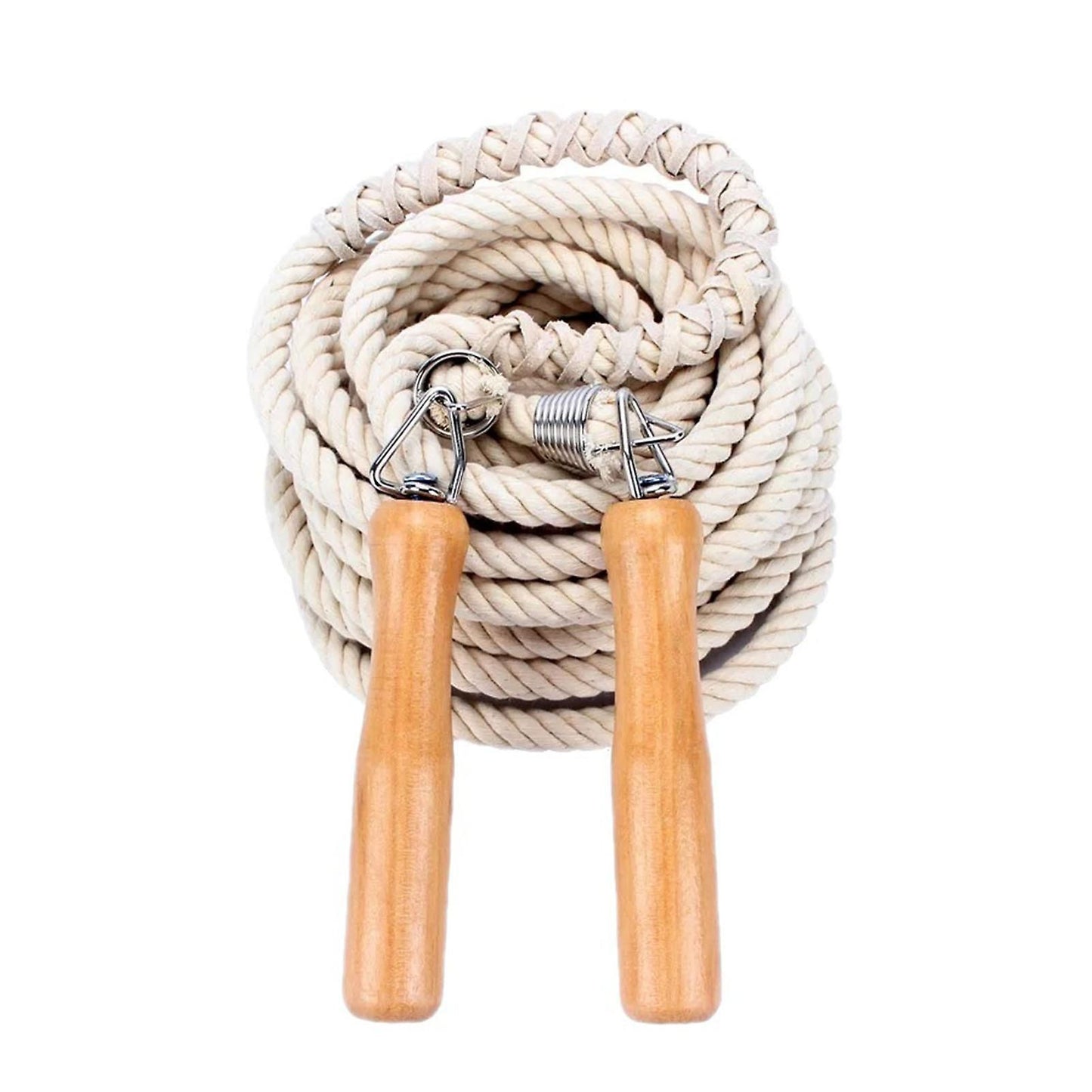Wooden Handle Long Jump Rope, Adjustable Cotton Twine Skipping Rope for Team Games, School Sports, Playground Activities & Fitness - 7m