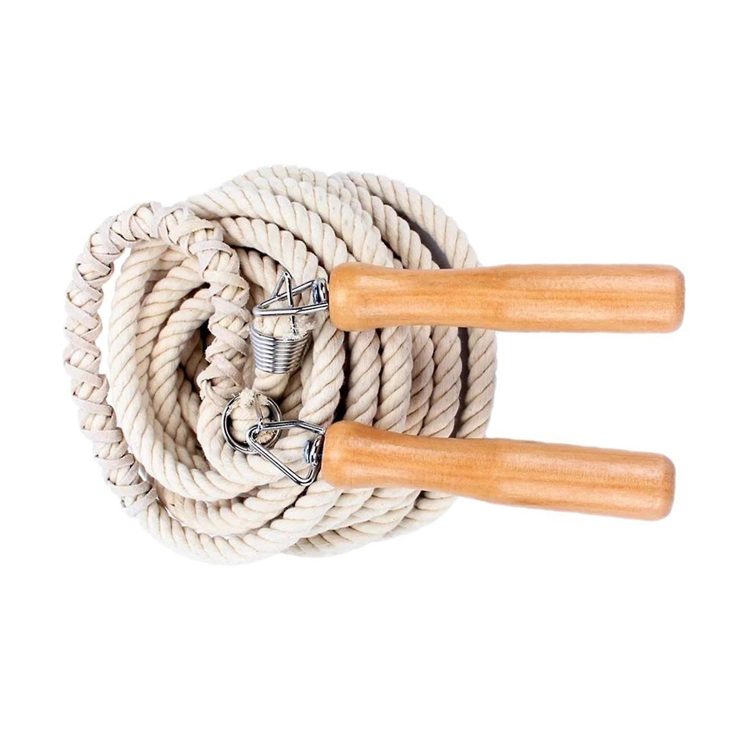 Wooden Handle Long Jump Rope, Adjustable Cotton Twine Skipping Rope for Team Games, School Sports, Playground Activities & Fitness - 10m